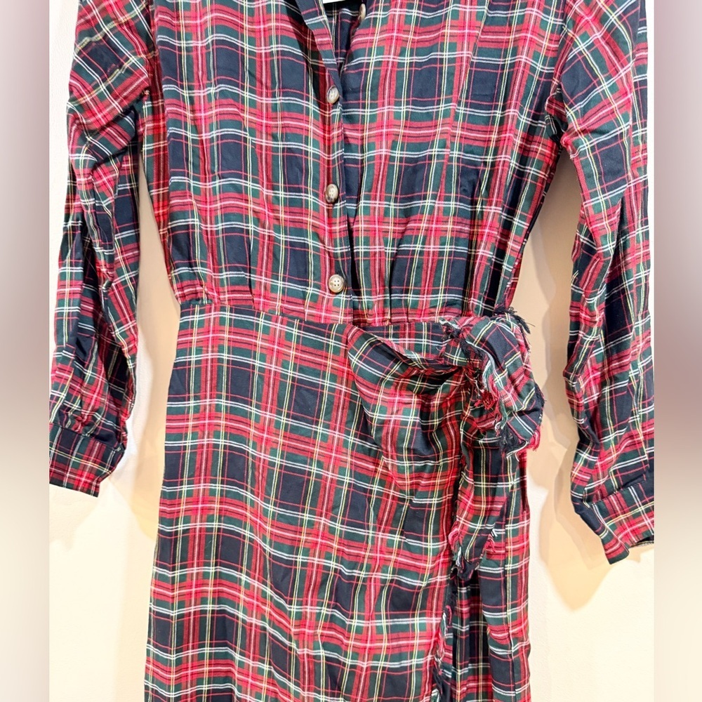 🔥NWT Vintage Women’s Plaid Wrap Shirt Dress - Red & Black Size 4 🔥 - Picture 3 of 5
